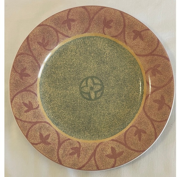 Sango Other - Sango Intrigue 4889 Dinner Plate Green Terracotta Scroll Vine Stoneware 10.75"
